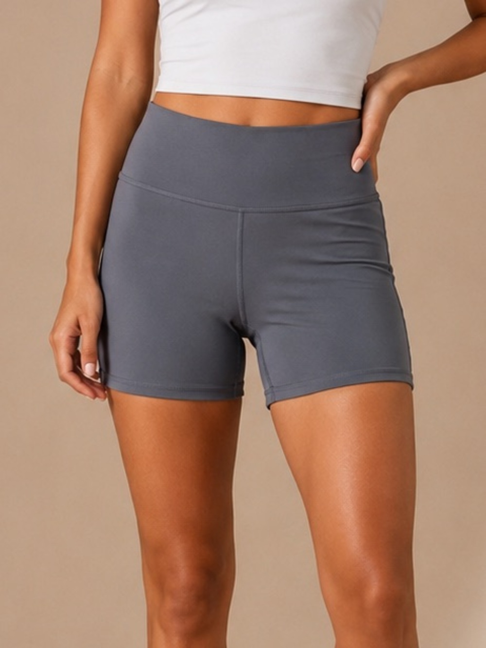 Alphalete Alphalux Charcoal High-Rise Biker Shorts M